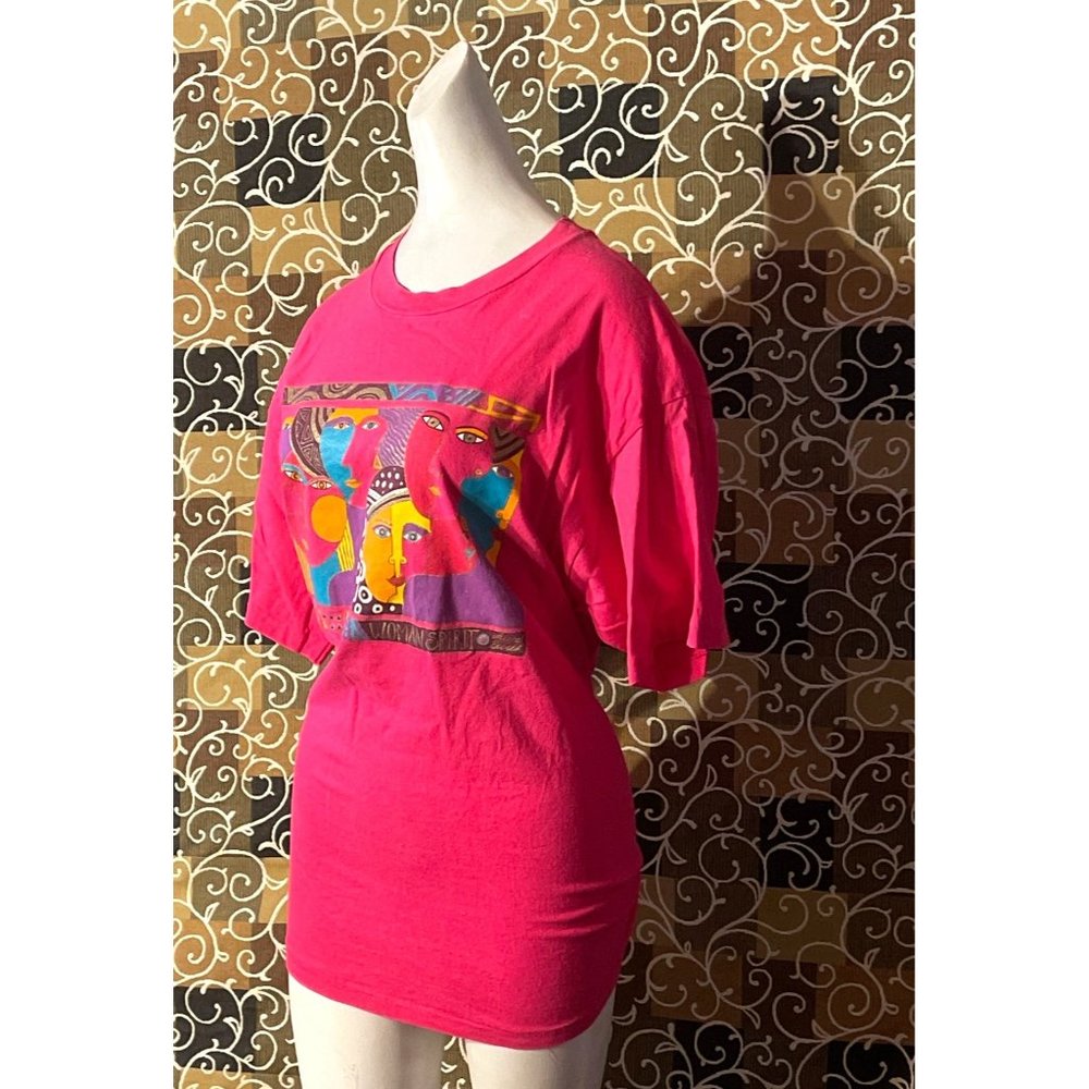 Vintage 90's Laurel Burch Women Spirit Pink Pride Graphic Print One Size T-Shirt - Picture 2 of 9
